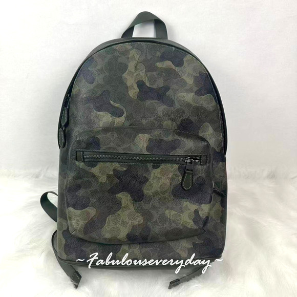 Coach Men's West Backpack Signature Camo Print in Dark Shamrock CW311 NWT - Picture 1 of 11